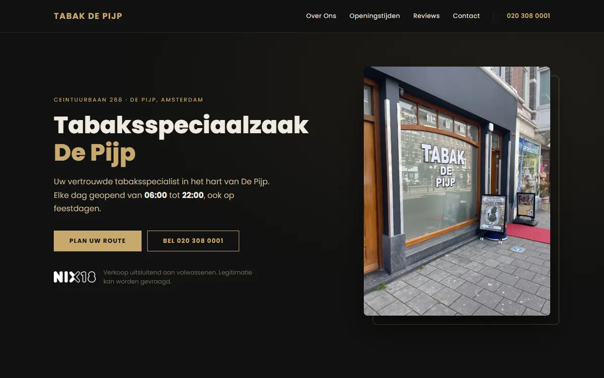 Homepage van Tabak De Pijp